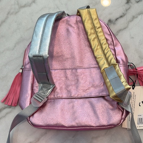 New STATE Bags Metallic Kane Kids Mini Travel Backpack Pink Silver Gold NWT - Picture 4 of 8